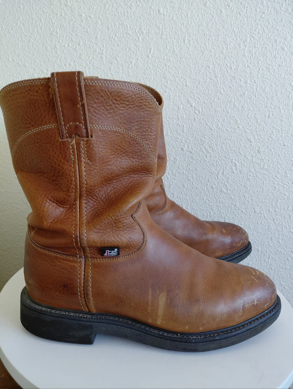 Justin Conductor Boots  Electrical 10” Shaft Work 4766 Leather Copper USA